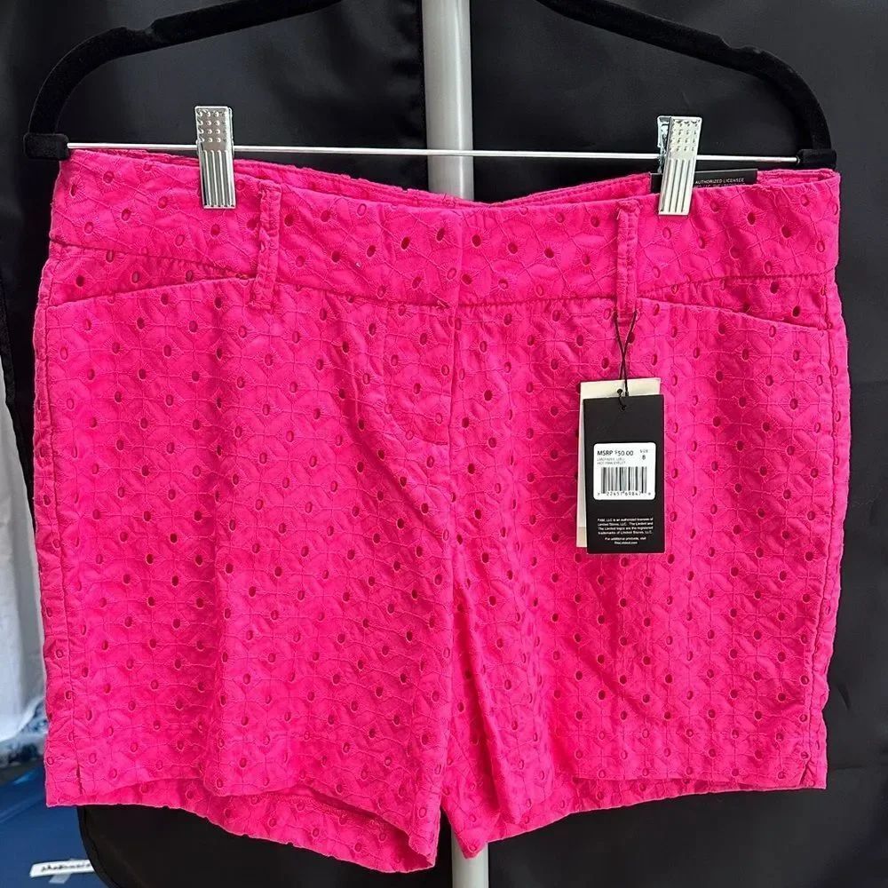 The Limited Hot Pink Eyelet High Waist Shorts